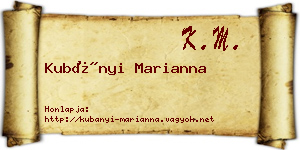 Kubányi Marianna névjegykártya