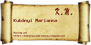 Kubányi Marianna névjegykártya